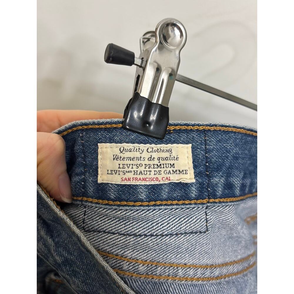 Levi's Skirt Womens 28 Blue Jean Denim Deconstructed Mini Button Fly Raw Hem - Picture 5 of 9